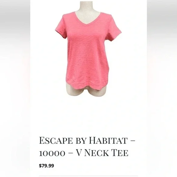 Habitat. ESCAPE. V neck tee shirt with cap sleeves, striped , boxy , relax fit - Picture 8 of 8